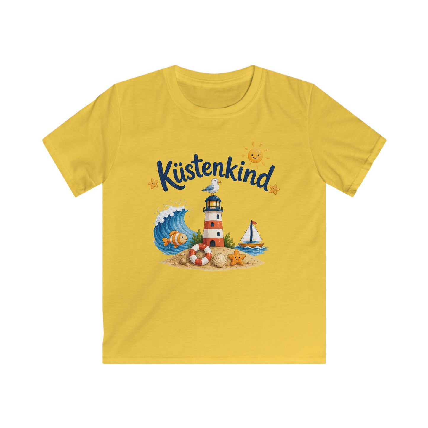 Küstenkind Kinder T-Shirt – Niedliches Strandshirt mit Leuchtturm & Meeresmotiven | Perfekt für kleine Nordsee- und Ostsee-Fans