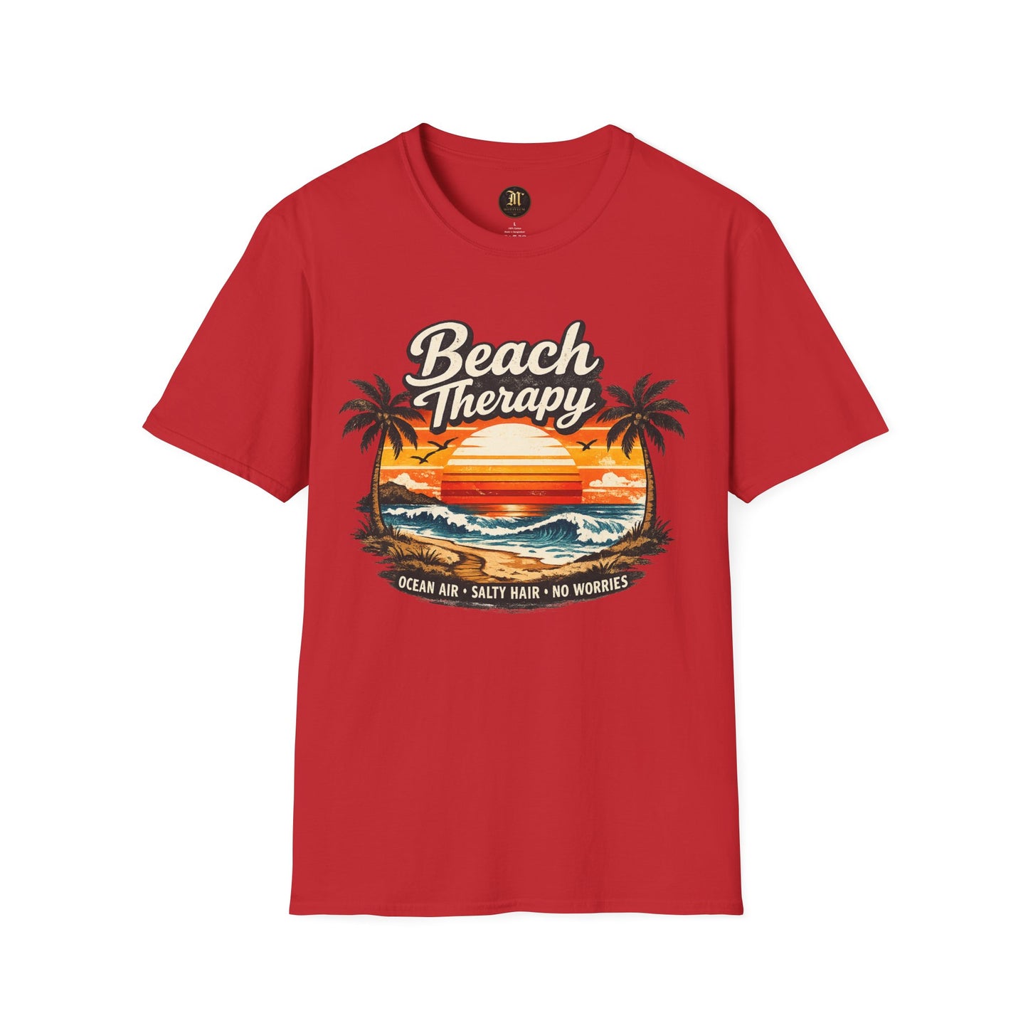 Beach Therapy Vintage Sunset T-Shirt – Ocean Air Salty Hair No Worries Summer Beach Shirt
