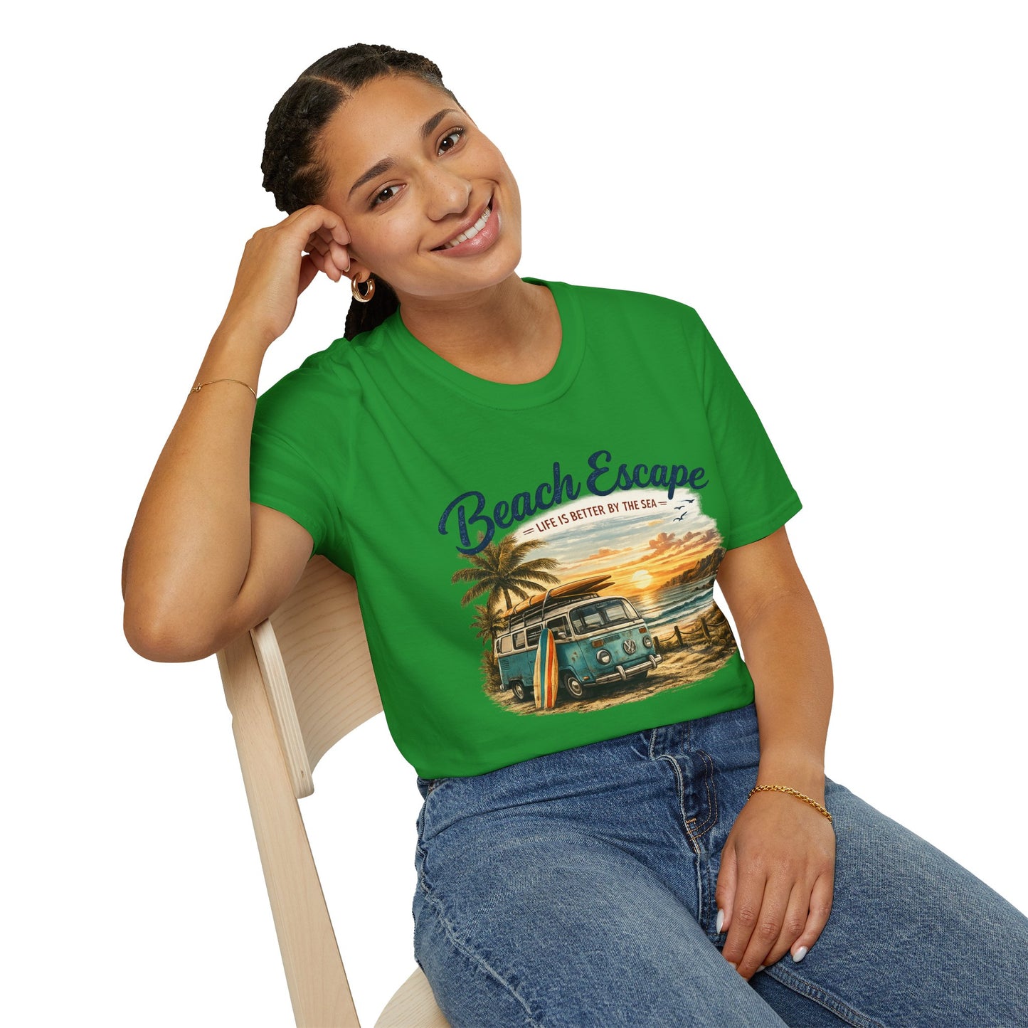Beach Escape – Life Is Better By The Sea T-Shirt | Vintage Surf Van Beach Shirt | Summer Roadtrip Tee