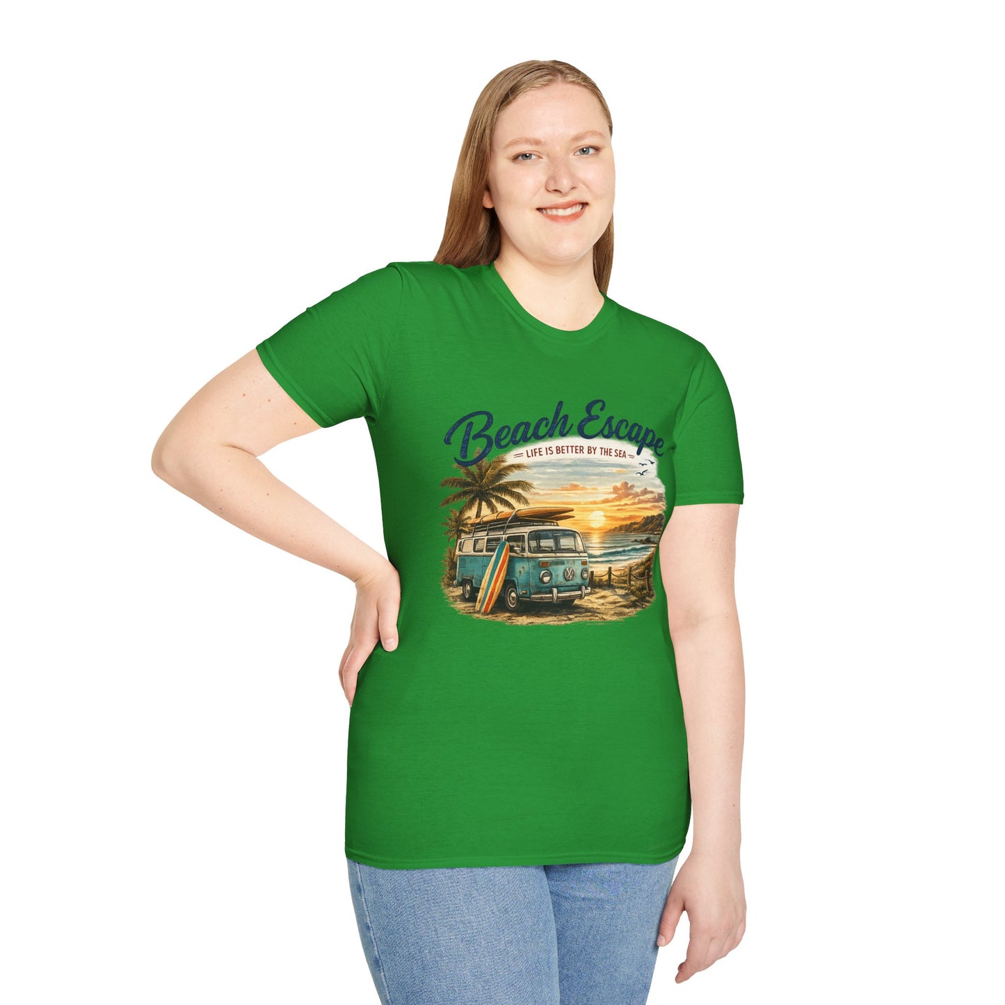 Beach Escape – Life Is Better By The Sea T-Shirt | Vintage Surf Van Beach Shirt | Summer Roadtrip Tee