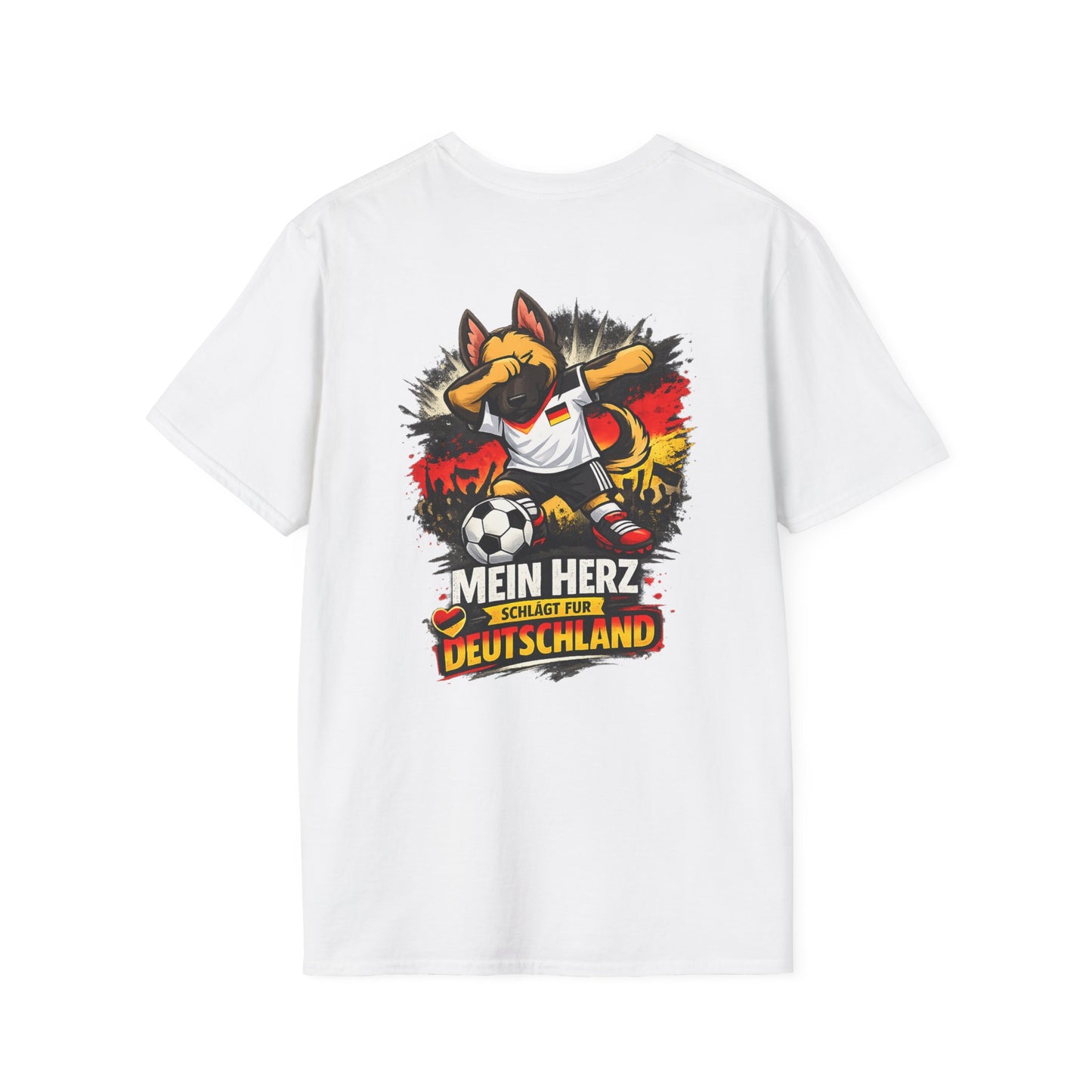 Deutschland Fußball Fan Hund T-Shirt – Front & Back Print Schäferhund Dabbing Fan-Shirt