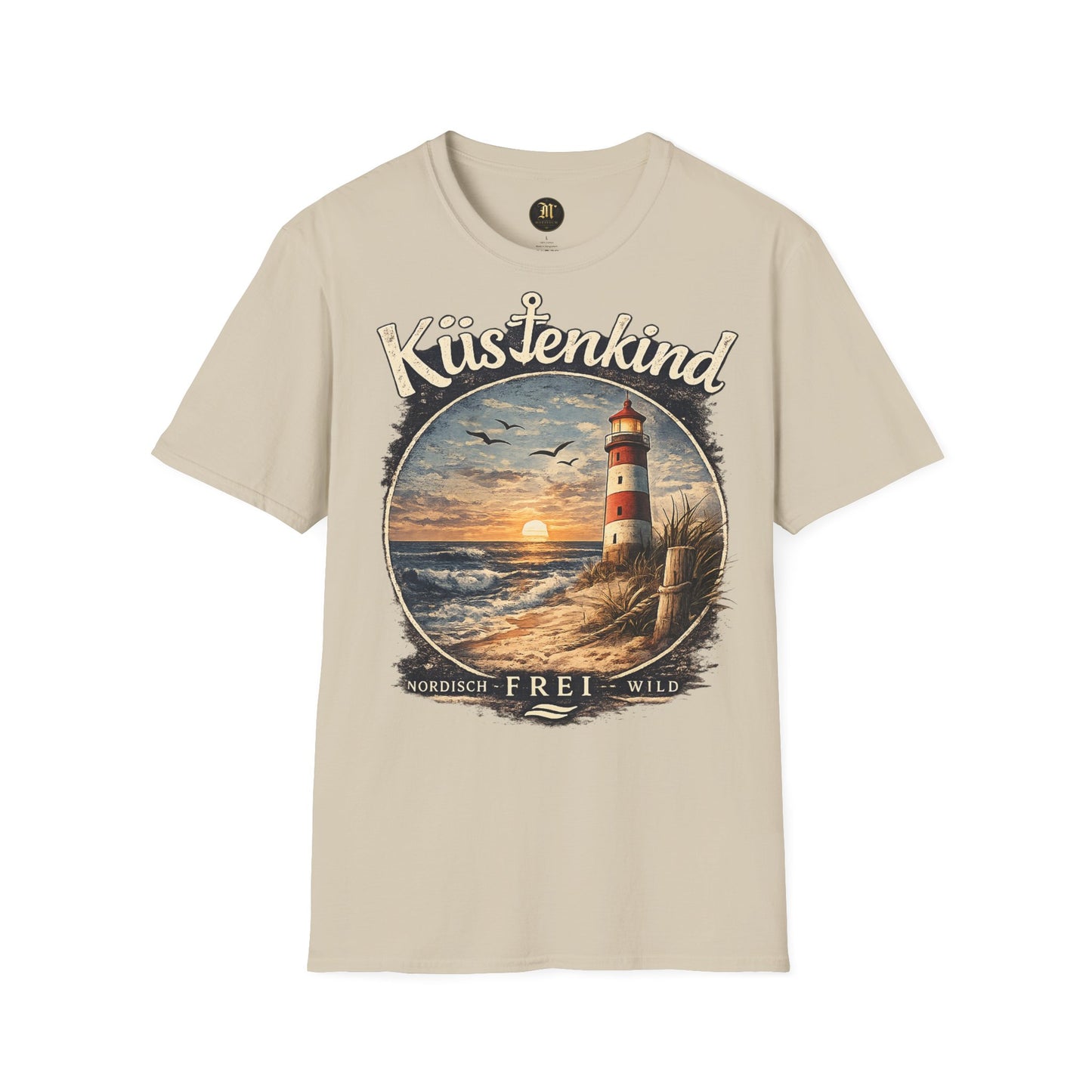 Küstenkind Shirt – Nordisch. Frei. Wild. – Vintage Leuchtturm T-Shirt für Nordsee & Ostsee Fans