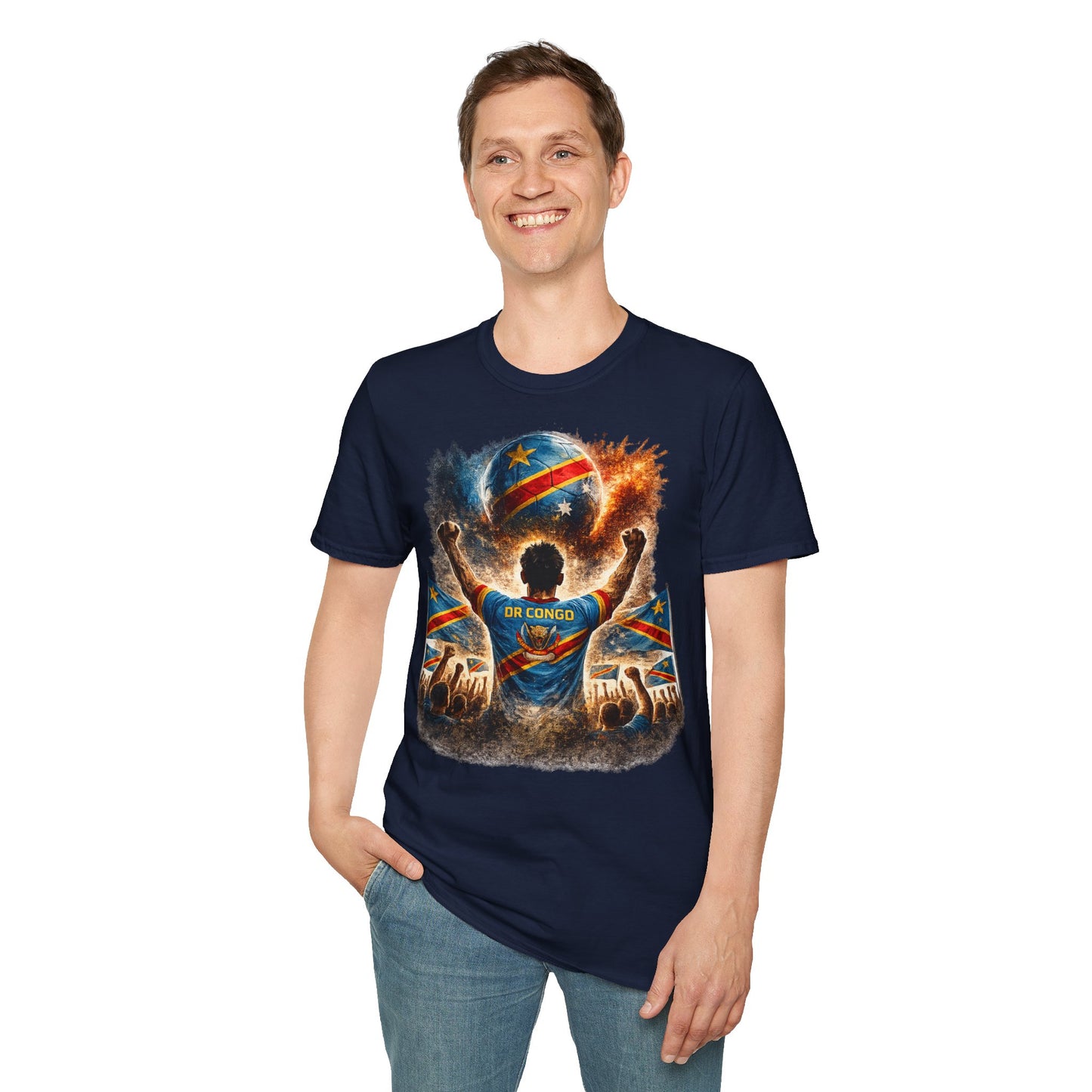 DR Kongo Fußball Fan T-Shirt – Demokratische Republik Kongo Flagge Supporter Design | Fußball Fanartikel | Geschenk für Fußballfans