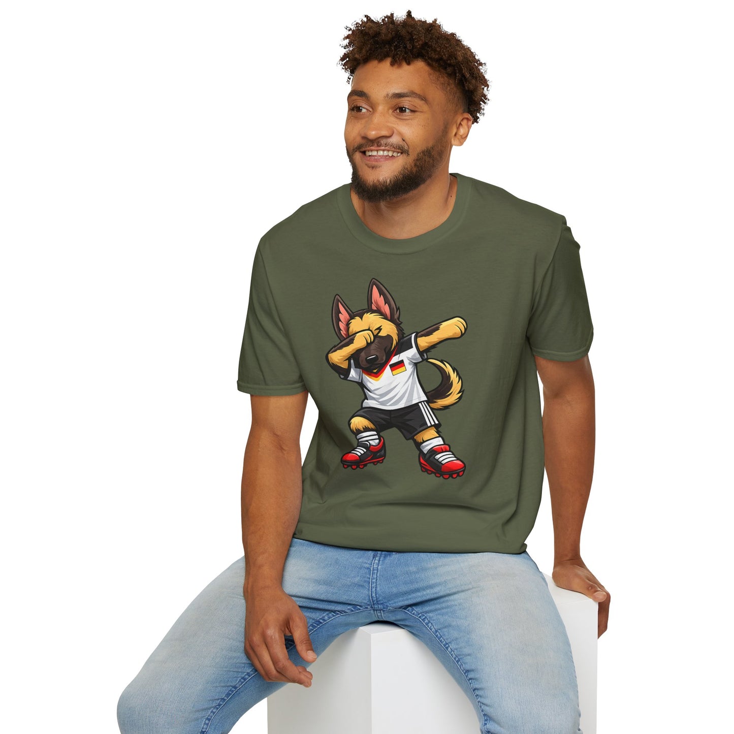 Deutschland Fußball Fan Hund T-Shirt – Dabbing Schäferhund im Deutschland Trikot