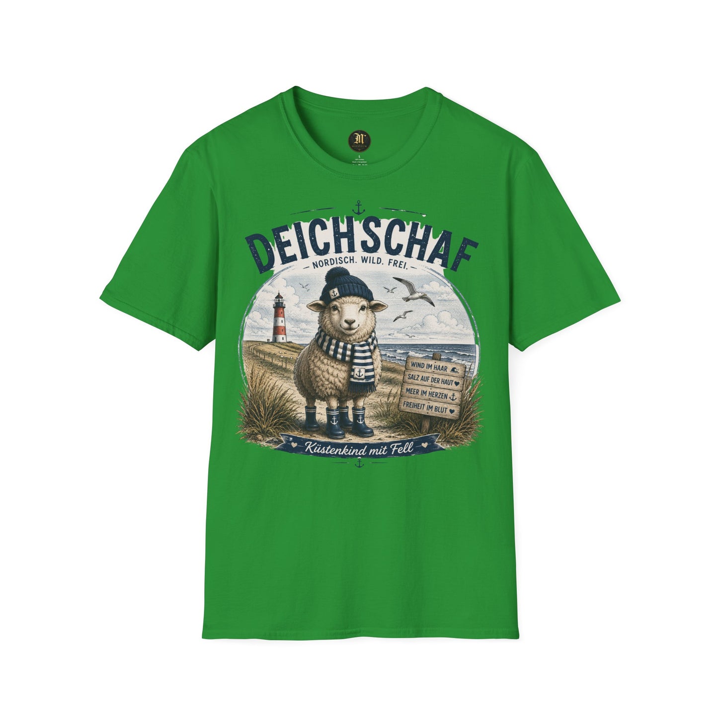 Deichschaf T-Shirt – Nordisch. Wild. Frei. | Maritimes Schaf für Nordsee- & Ostseefans