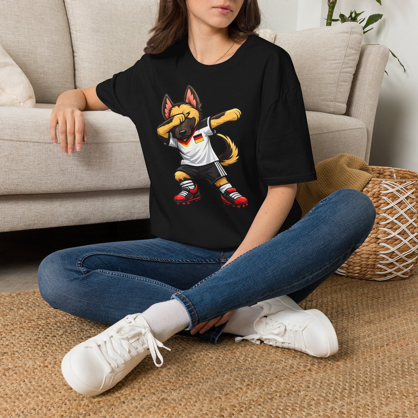 Deutschland Fußball Fan Hund T-Shirt – Dabbing Schäferhund im Deutschland Trikot
