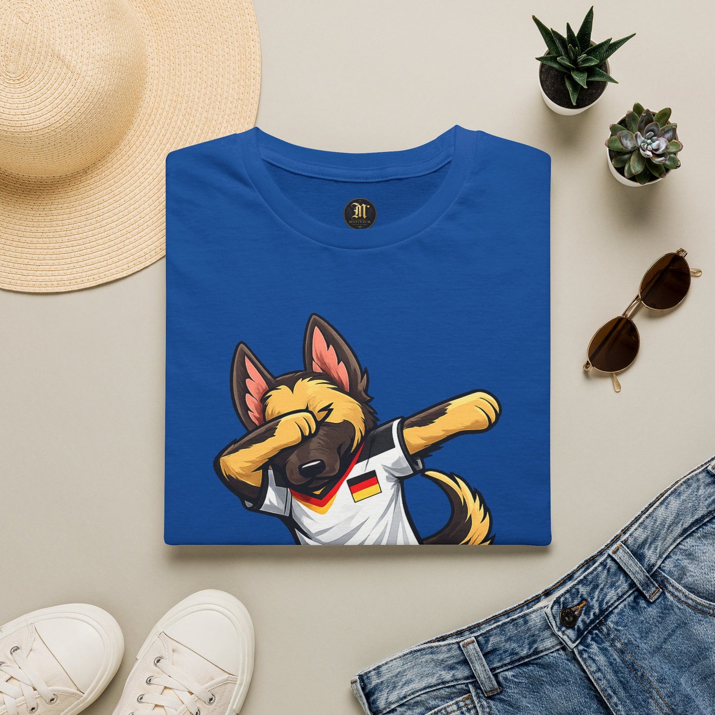 Deutschland Fußball Fan Hund T-Shirt – Front & Back Print Schäferhund Dabbing Fan-Shirt