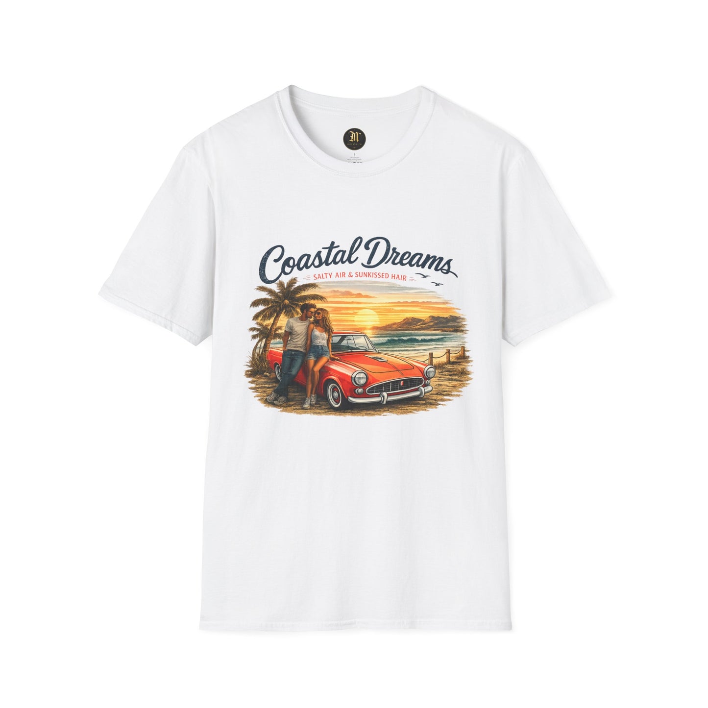 Coastal Dreams T-Shirt – Salty Air & Sunkissed Hair | Vintage Strand Oldtimer Paar Design | Sommer Shirt