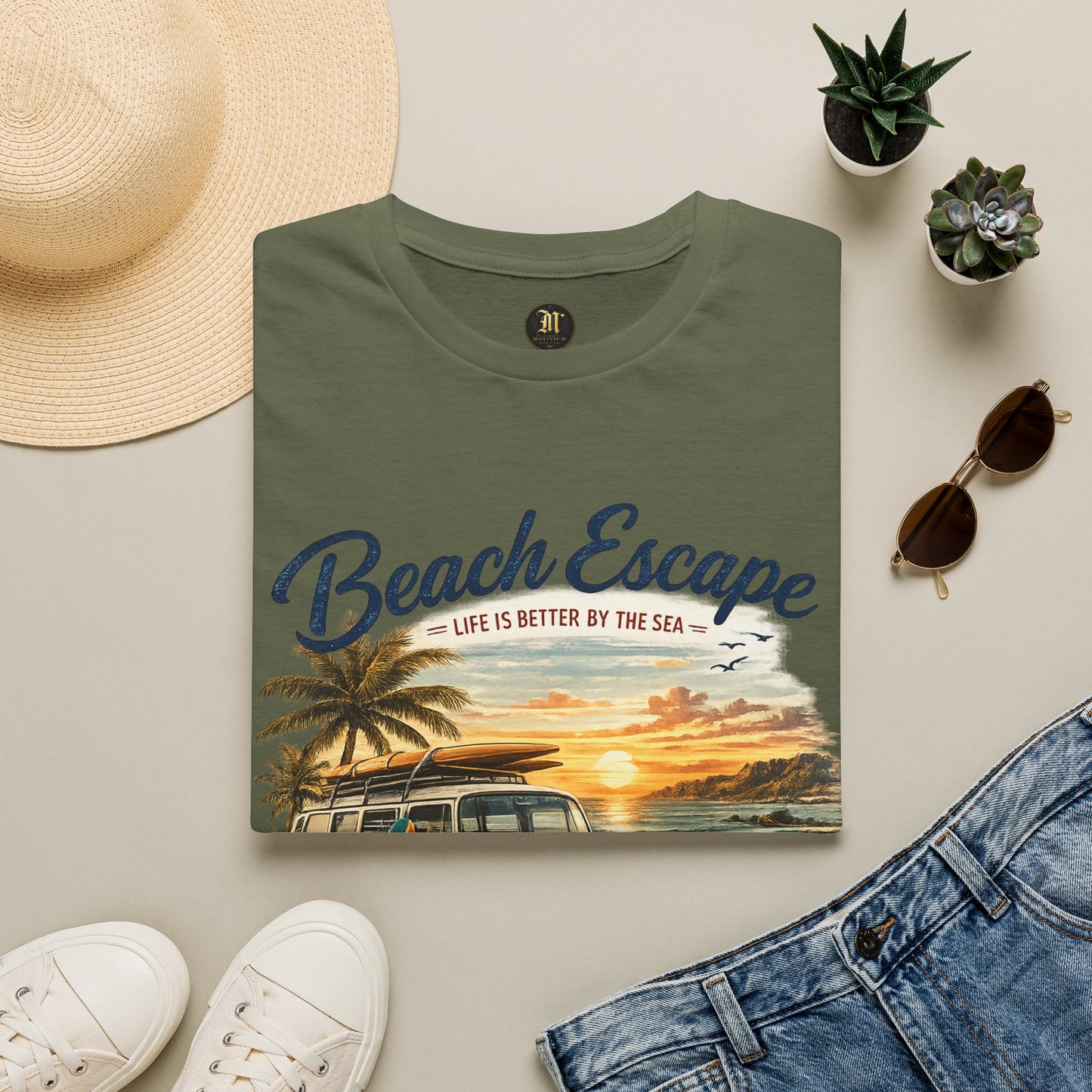 Beach Escape – Life Is Better By The Sea T-Shirt | Vintage Surf Van Beach Shirt | Summer Roadtrip Tee