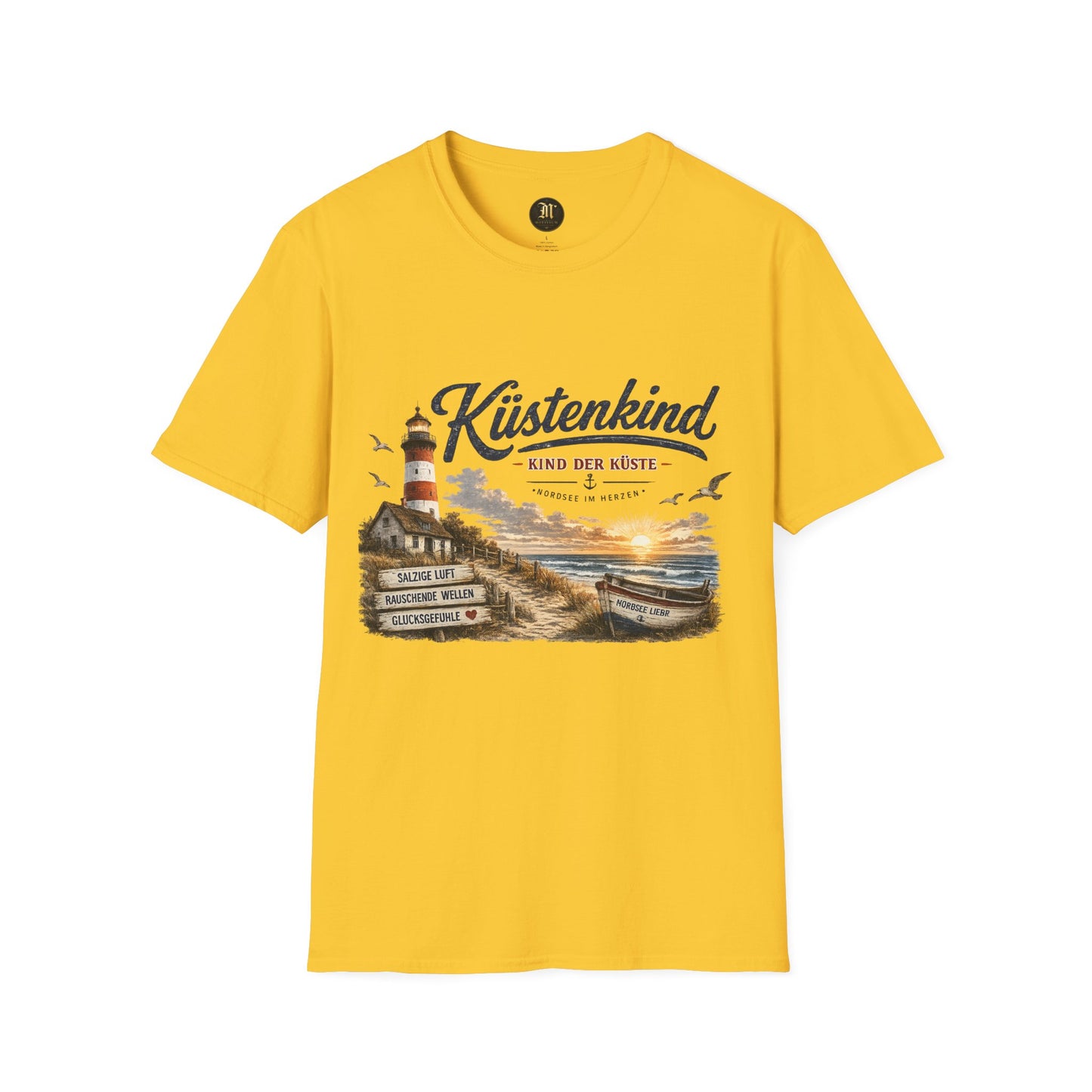 Küstenkind T-Shirt – Kind der Küste | Nordsee im Herzen | Vintage Leuchtturm Strand Design | Maritimes Sommer Shirt