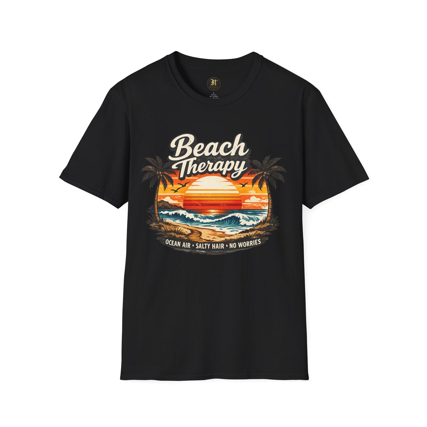 Beach Therapy Vintage Sunset T-Shirt – Ocean Air Salty Hair No Worries Summer Beach Shirt