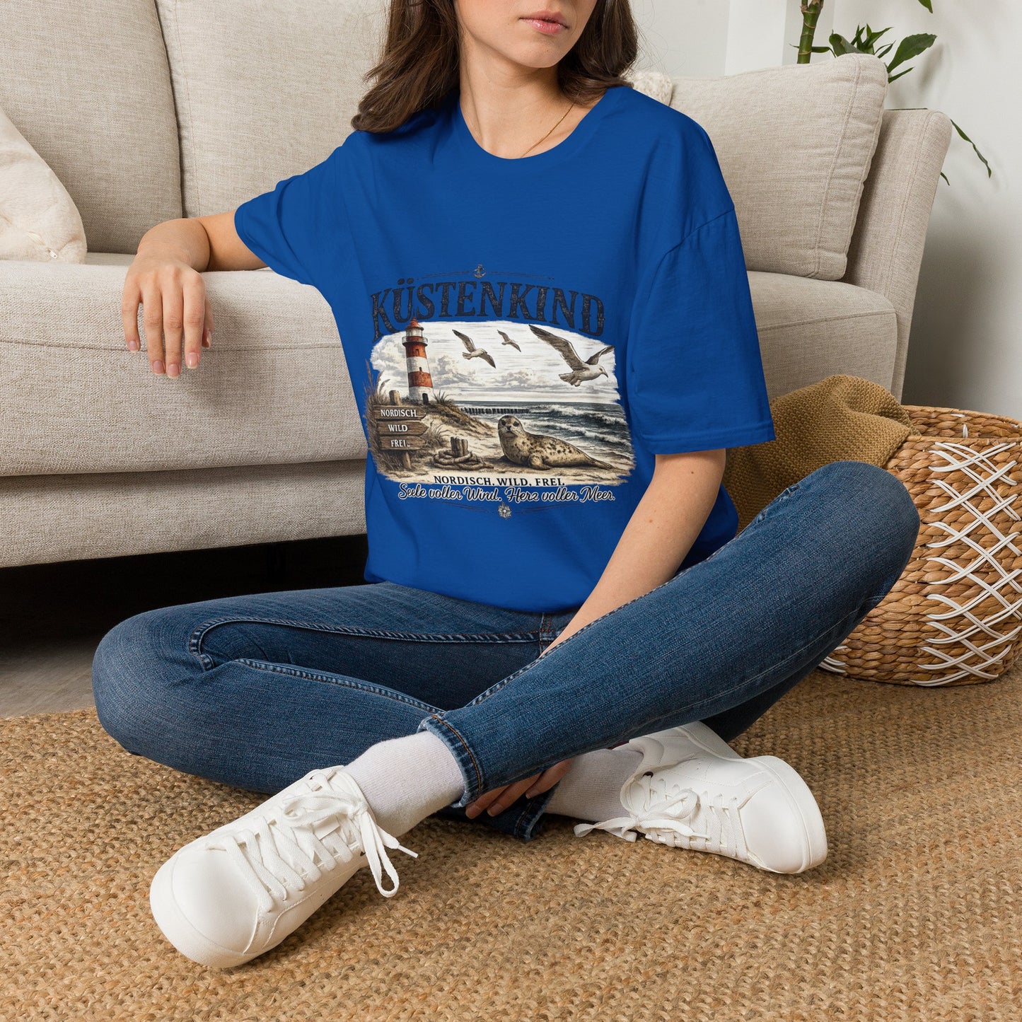 🌊 Küstenkind – Nordisch. Wild. Frei. | Vintage Nordsee T-Shirt mit Robbe & Leuchtturm