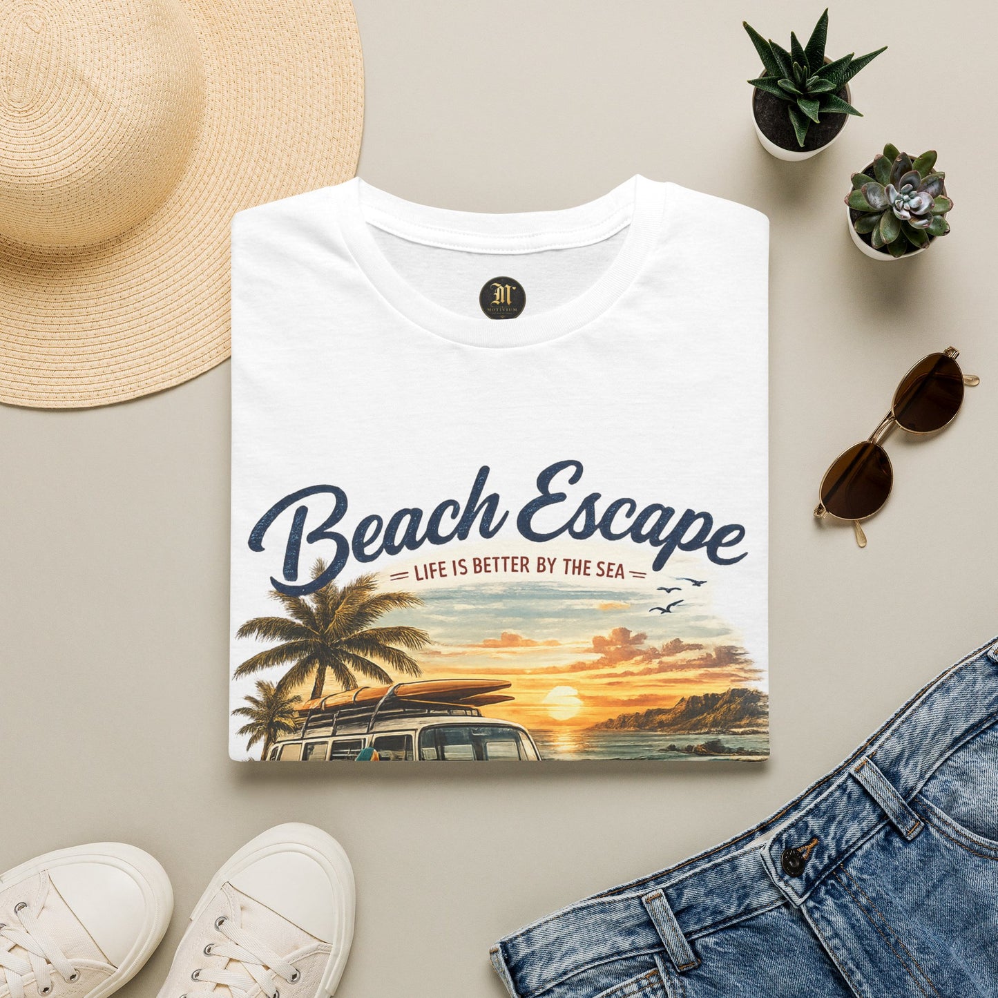 Beach Escape – Life Is Better By The Sea T-Shirt | Vintage Surf Van Beach Shirt | Summer Roadtrip Tee