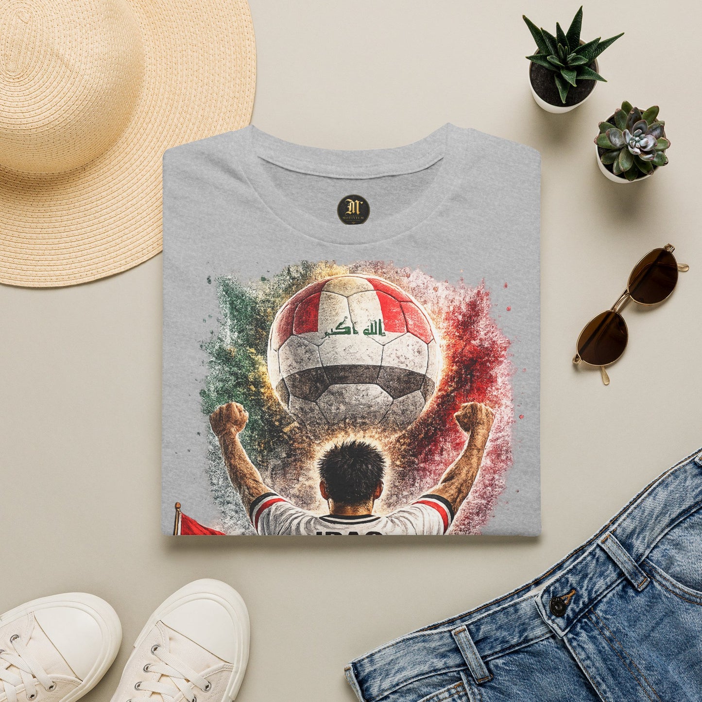 Irak Fußball Fan T-Shirt | Irak Supporter Shirt | Iraq Fan Design | Fußball Fanartikel | Geschenk für Irak Fans