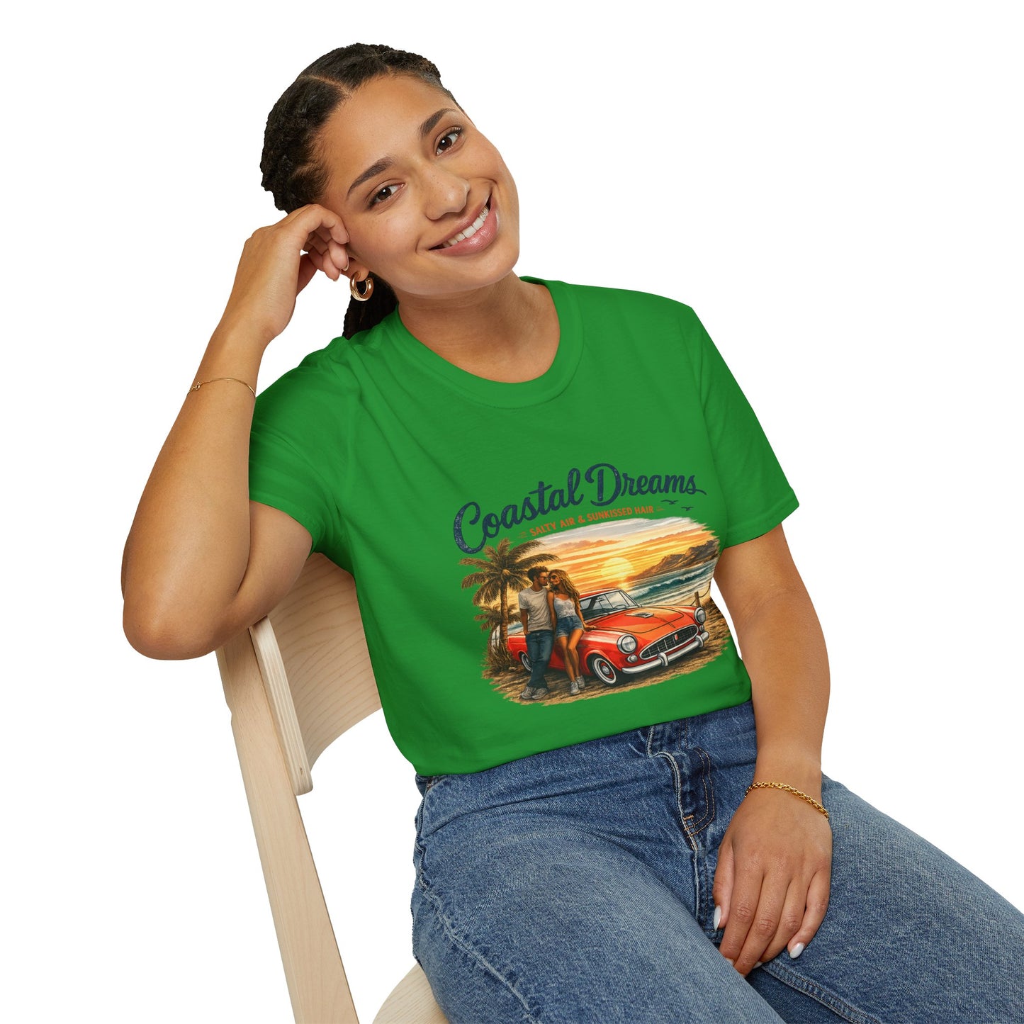 Coastal Dreams T-Shirt – Salty Air & Sunkissed Hair | Vintage Strand Oldtimer Paar Design | Sommer Shirt