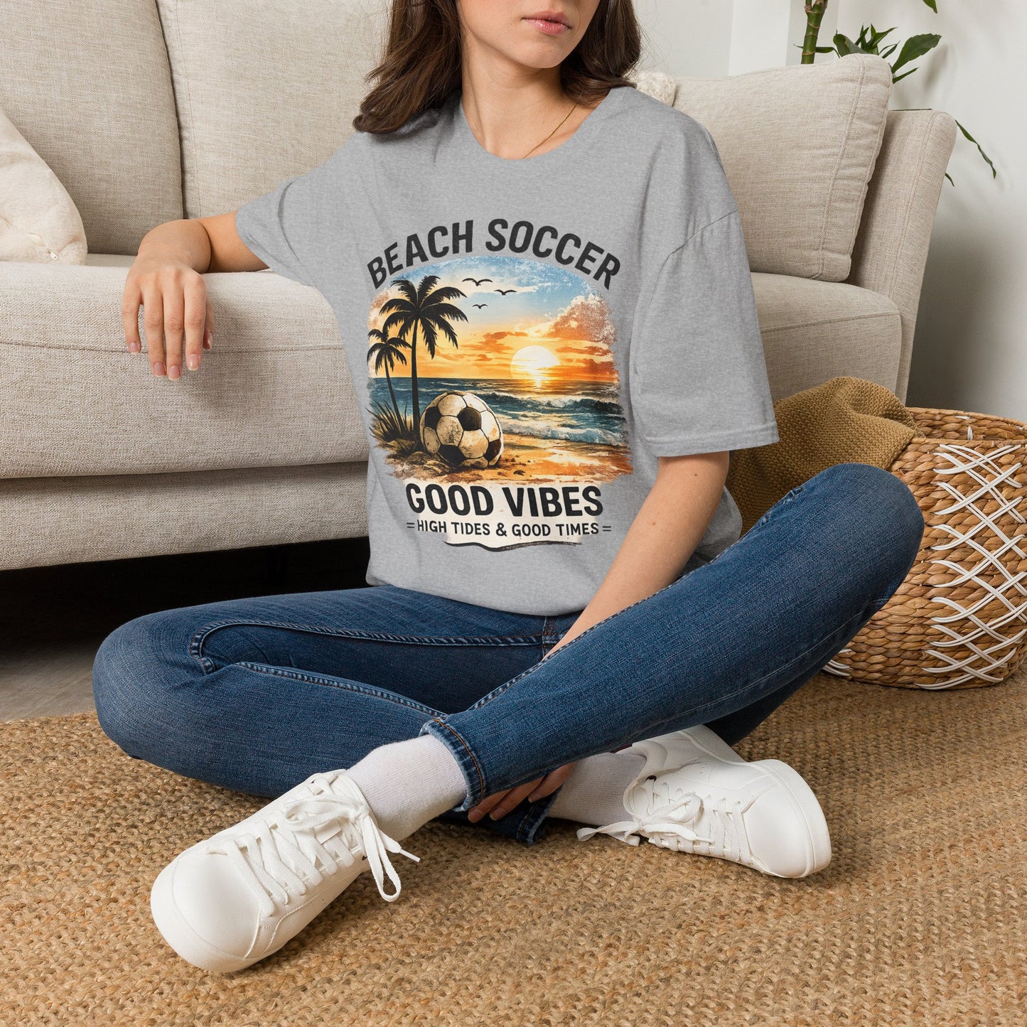 Beach Soccer – Good Vibes T-Shirt | Strandfußball & Sommer Feeling | High Tides & Good Times