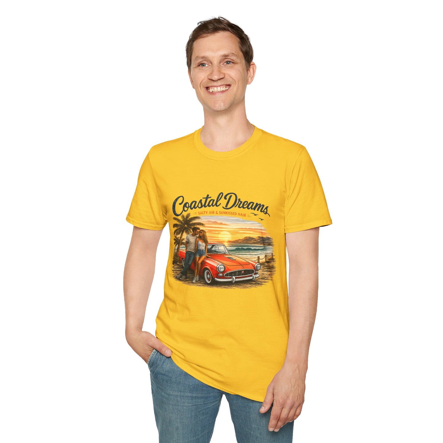 Coastal Dreams T-Shirt – Salty Air & Sunkissed Hair | Vintage Strand Oldtimer Paar Design | Sommer Shirt
