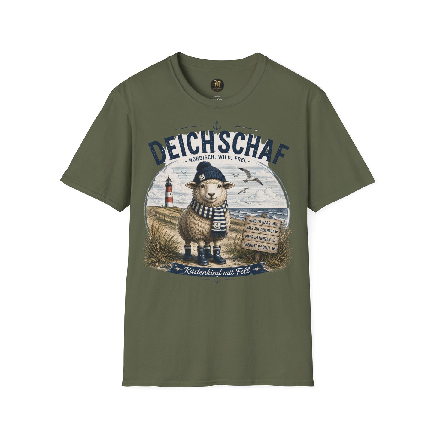 Deichschaf T-Shirt – Nordisch. Wild. Frei. | Maritimes Schaf für Nordsee- & Ostseefans