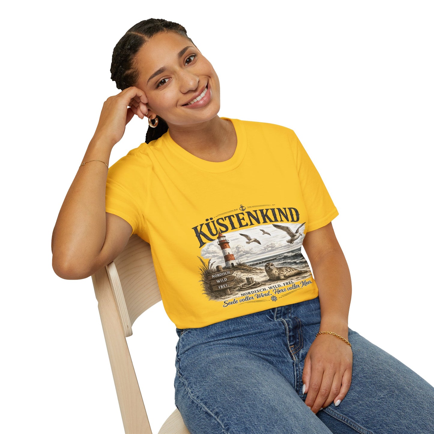 🌊 Küstenkind – Nordisch. Wild. Frei. | Vintage Nordsee T-Shirt mit Robbe & Leuchtturm