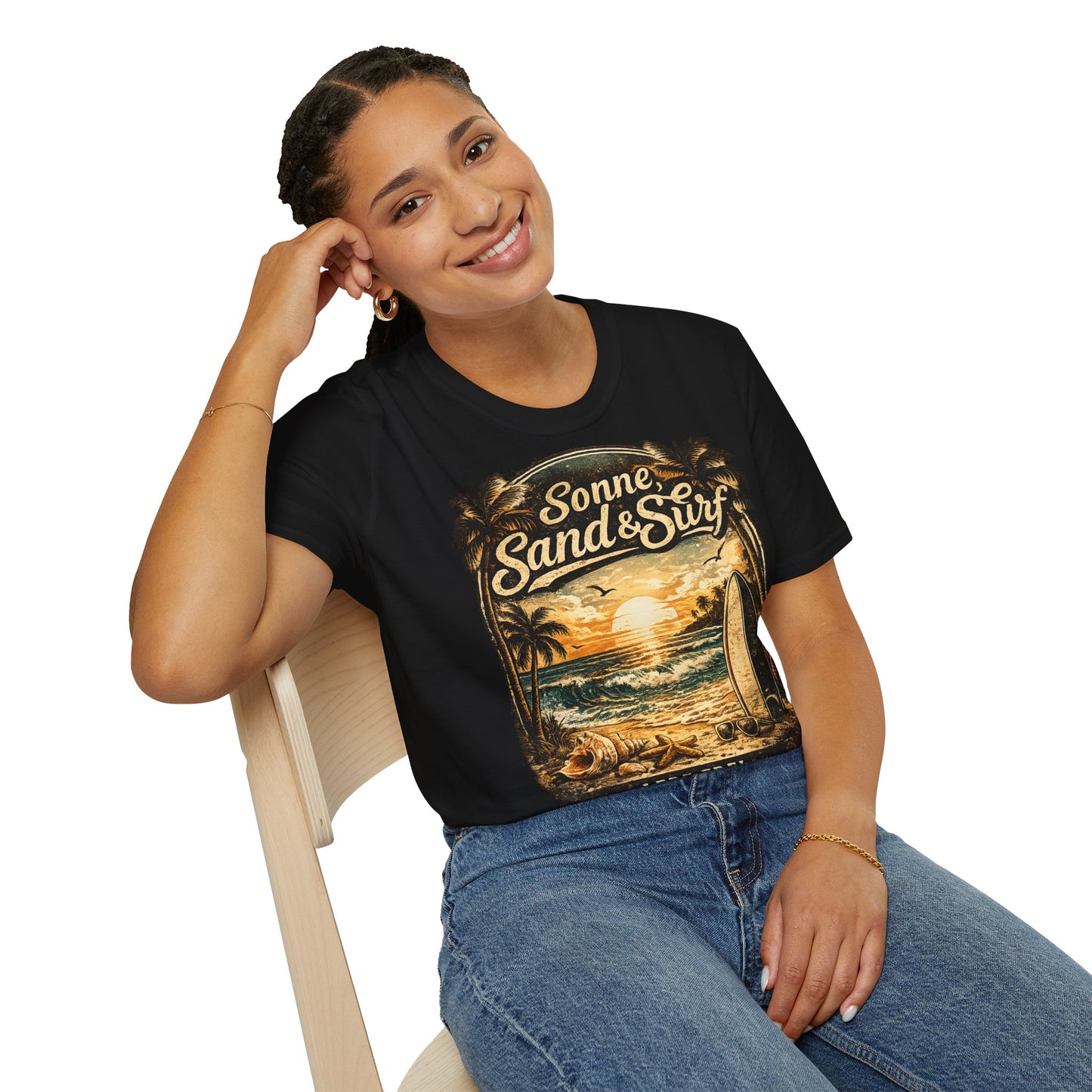 🌴 Sonne, Sand & Surf T-Shirt – Lebe Frei | Vintage Beach Lifestyle Design
