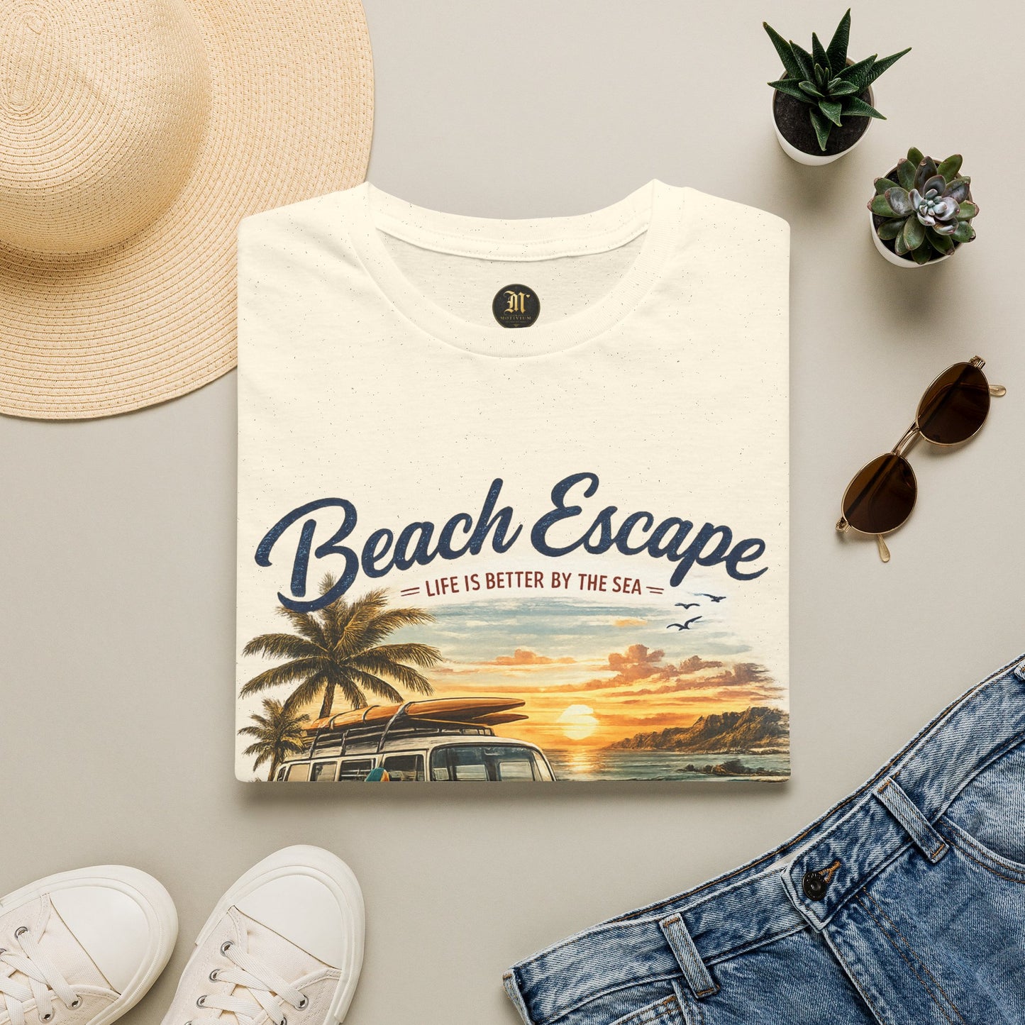 Beach Escape – Life Is Better By The Sea T-Shirt | Vintage Surf Van Beach Shirt | Summer Roadtrip Tee
