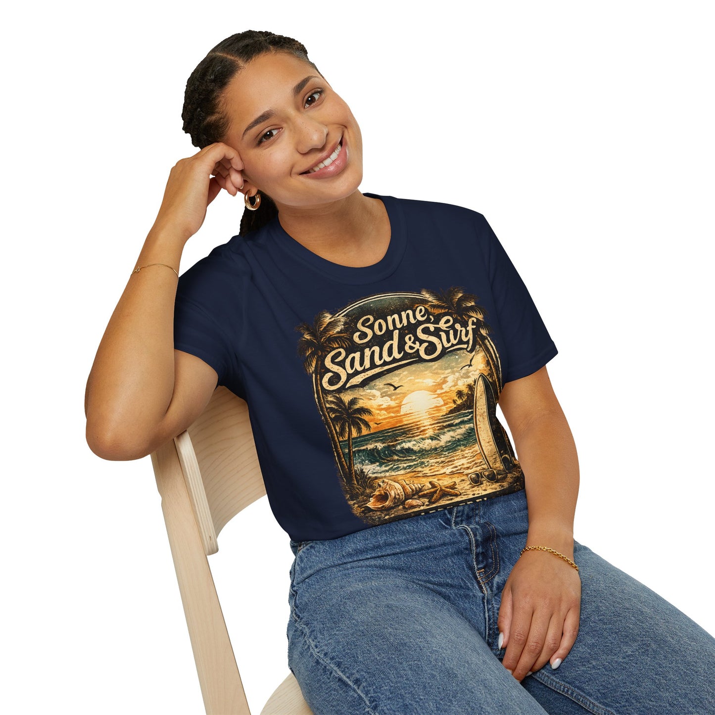 🌴 Sonne, Sand & Surf T-Shirt – Lebe Frei | Vintage Beach Lifestyle Design