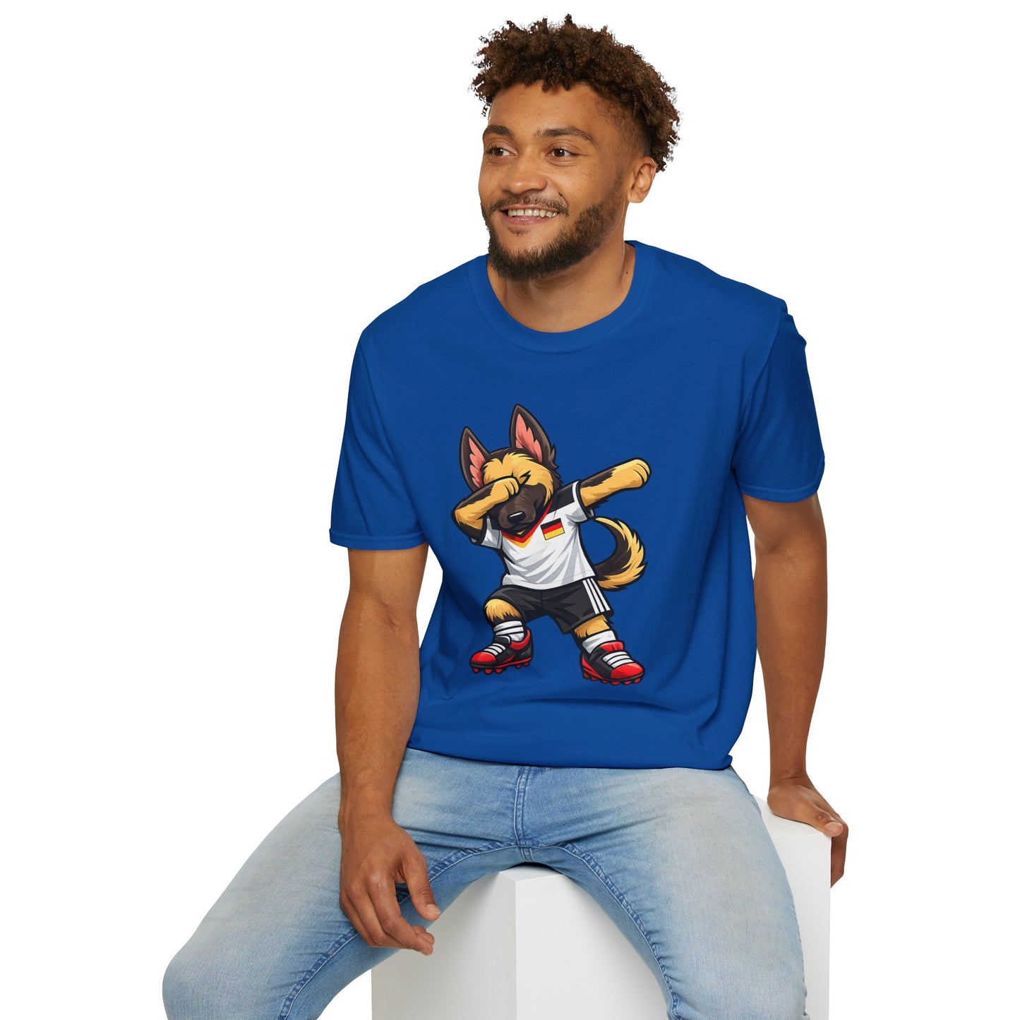 Deutschland Fußball Fan Hund T-Shirt – Front & Back Print Schäferhund Dabbing Fan-Shirt