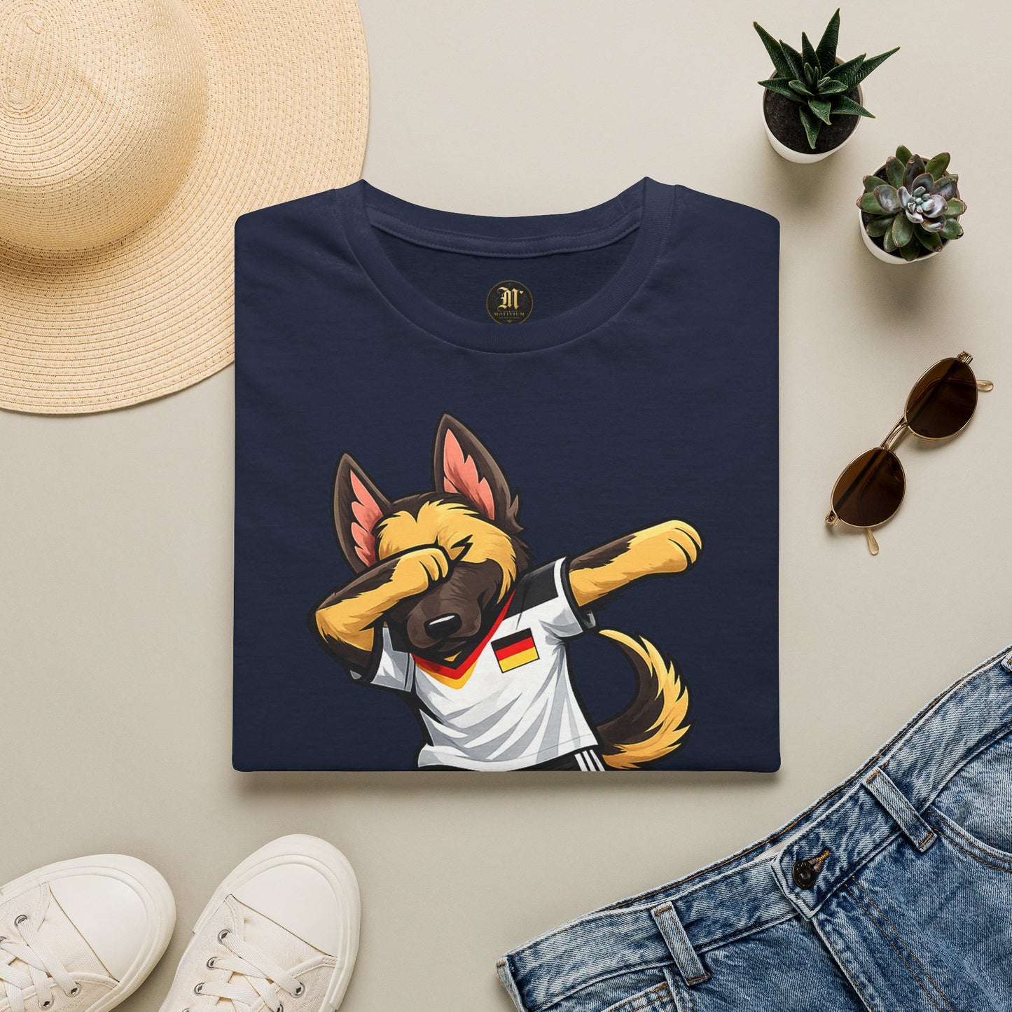 Deutschland Fußball Fan Hund T-Shirt – Dabbing Schäferhund im Deutschland Trikot