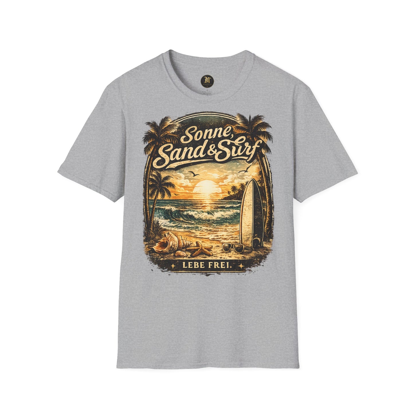 🌴 Sonne, Sand & Surf T-Shirt – Lebe Frei | Vintage Beach Lifestyle Design