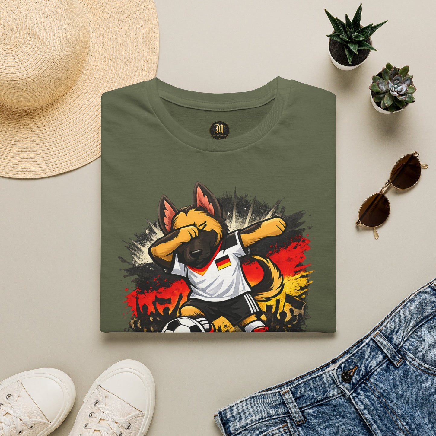 Deutschland Fußball Fan Hund T-Shirt – Schäferhund im Deutschland Trikot | Motivium