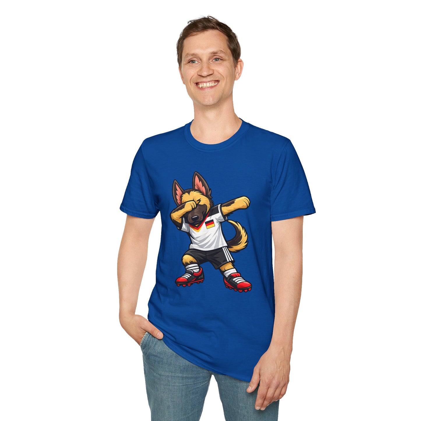 Deutschland Fußball Fan Hund T-Shirt – Front & Back Print Schäferhund Dabbing Fan-Shirt