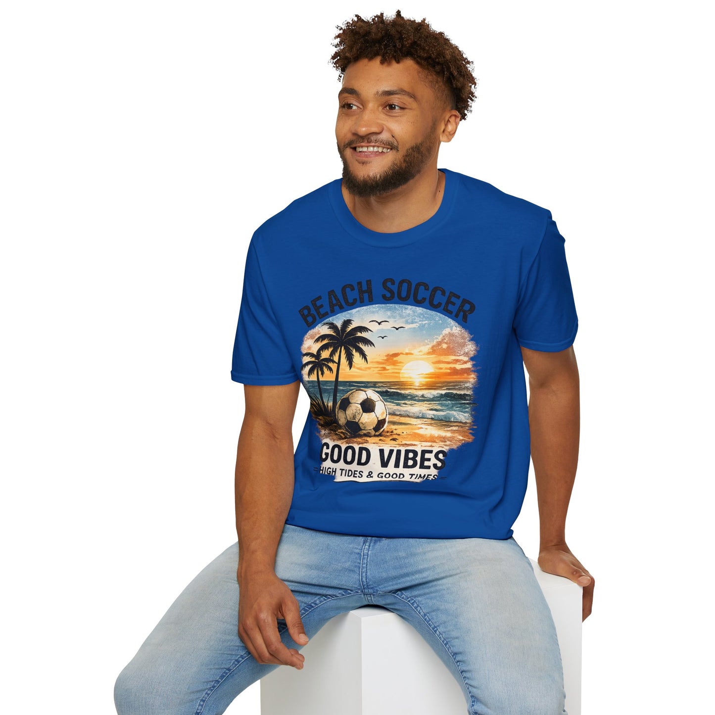Beach Soccer – Good Vibes T-Shirt | Strandfußball & Sommer Feeling | High Tides & Good Times