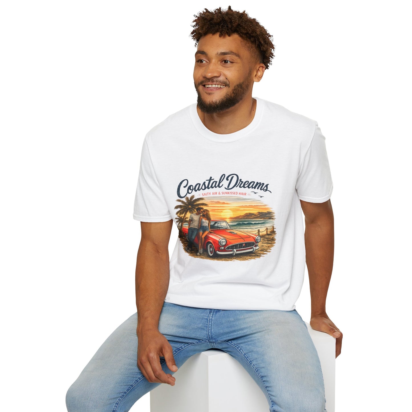 Coastal Dreams T-Shirt – Salty Air & Sunkissed Hair | Vintage Strand Oldtimer Paar Design | Sommer Shirt