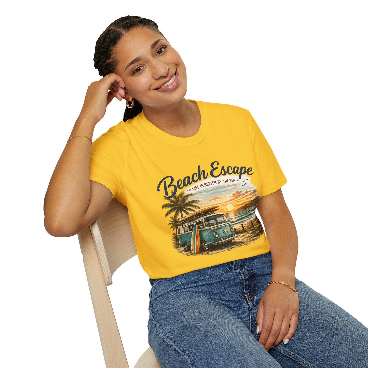 Beach Escape – Life Is Better By The Sea T-Shirt | Vintage Surf Van Beach Shirt | Summer Roadtrip Tee