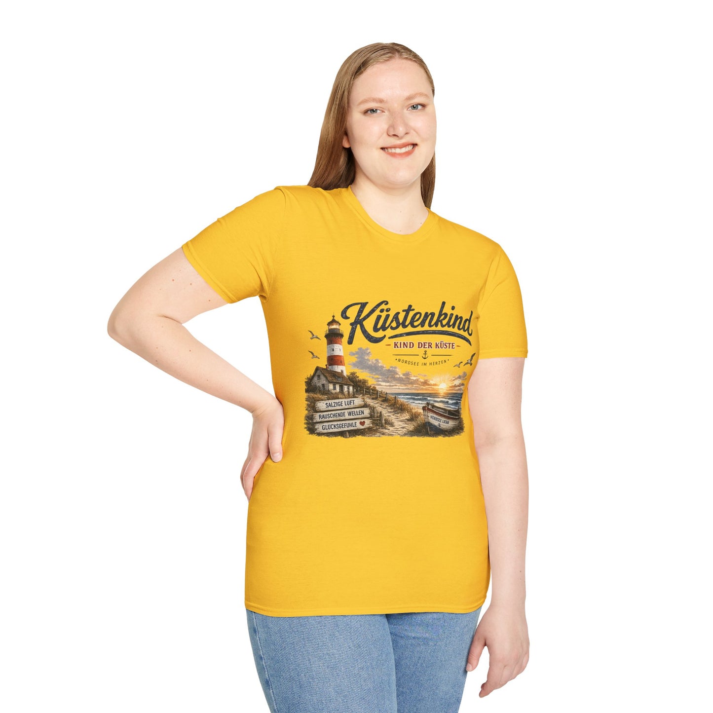 Küstenkind T-Shirt – Kind der Küste | Nordsee im Herzen | Vintage Leuchtturm Strand Design | Maritimes Sommer Shirt