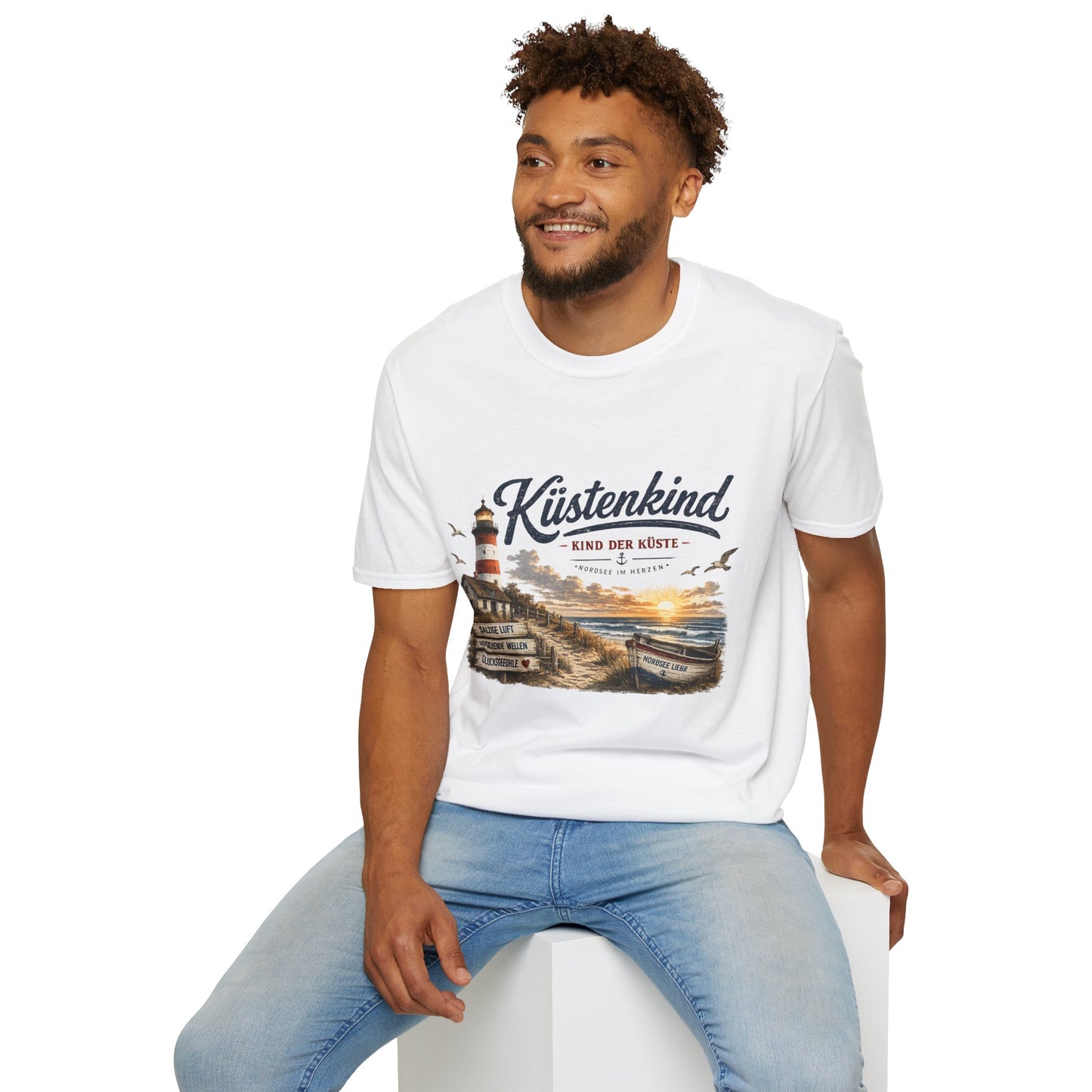 Küstenkind T-Shirt – Kind der Küste | Nordsee im Herzen | Vintage Leuchtturm Strand Design | Maritimes Sommer Shirt