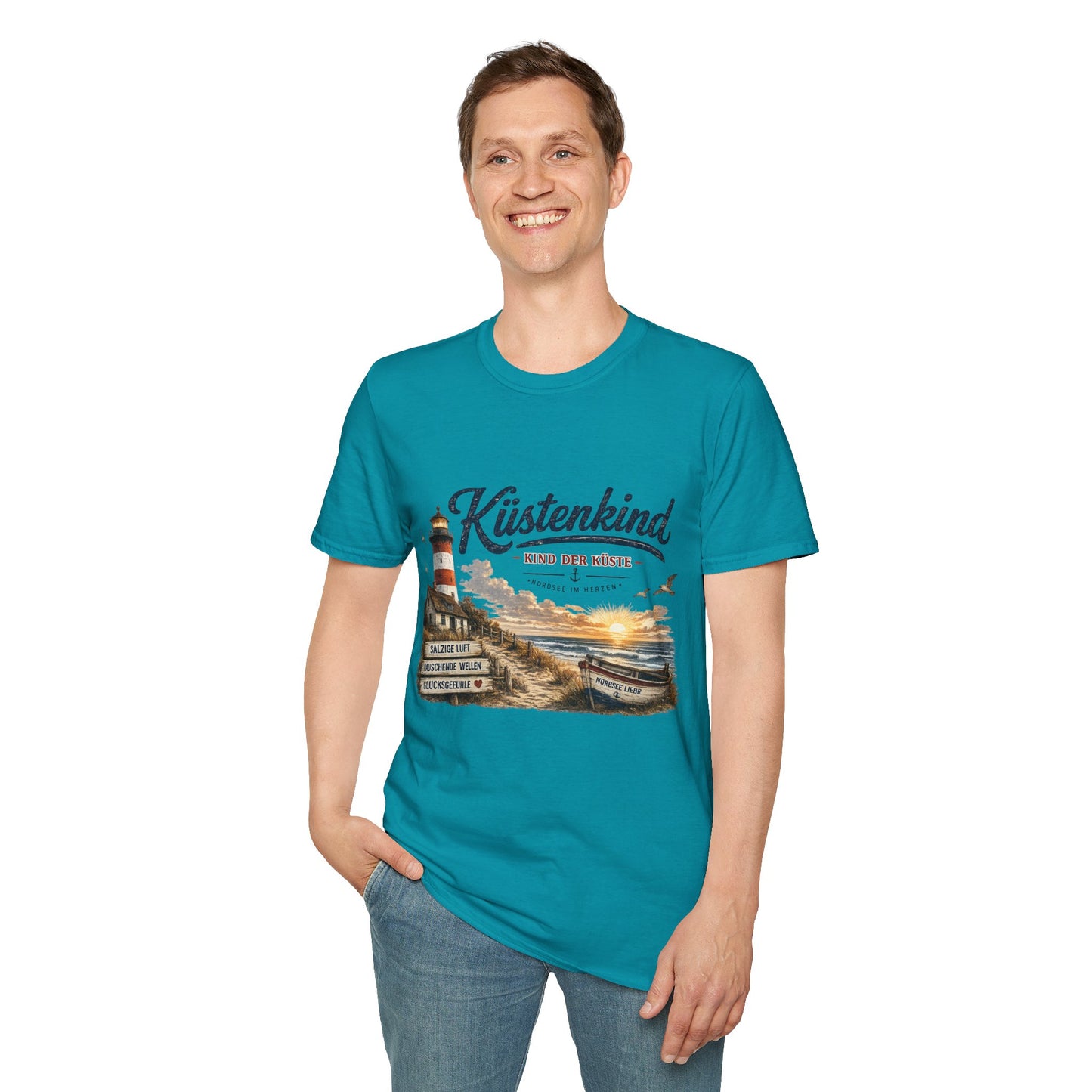 Küstenkind T-Shirt – Kind der Küste | Nordsee im Herzen | Vintage Leuchtturm Strand Design | Maritimes Sommer Shirt