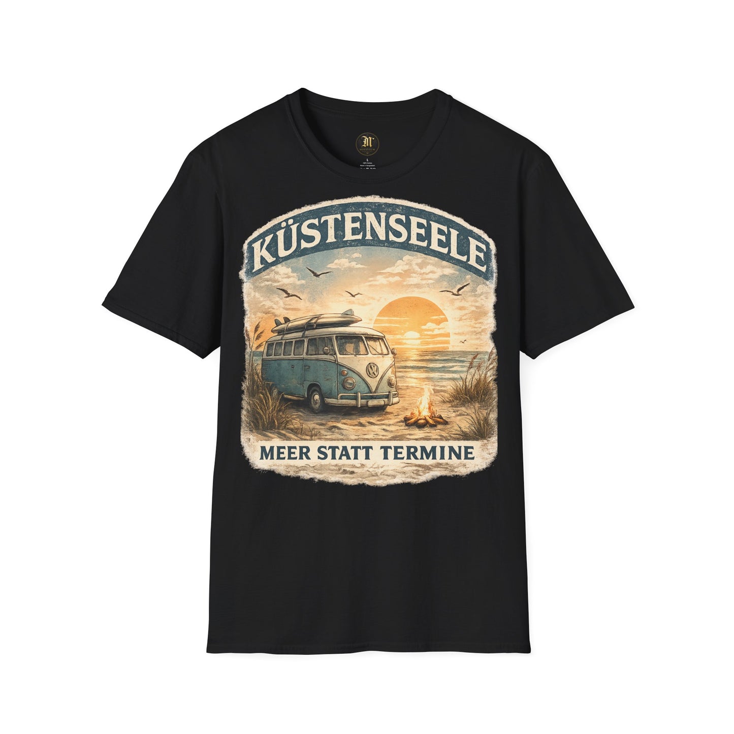 Küstenseele – Meer statt Termine | Vintage Camper Van Strand T-Shirt | Maritimes Unisex Shirt für Nordsee- & Ostsee-Fans
