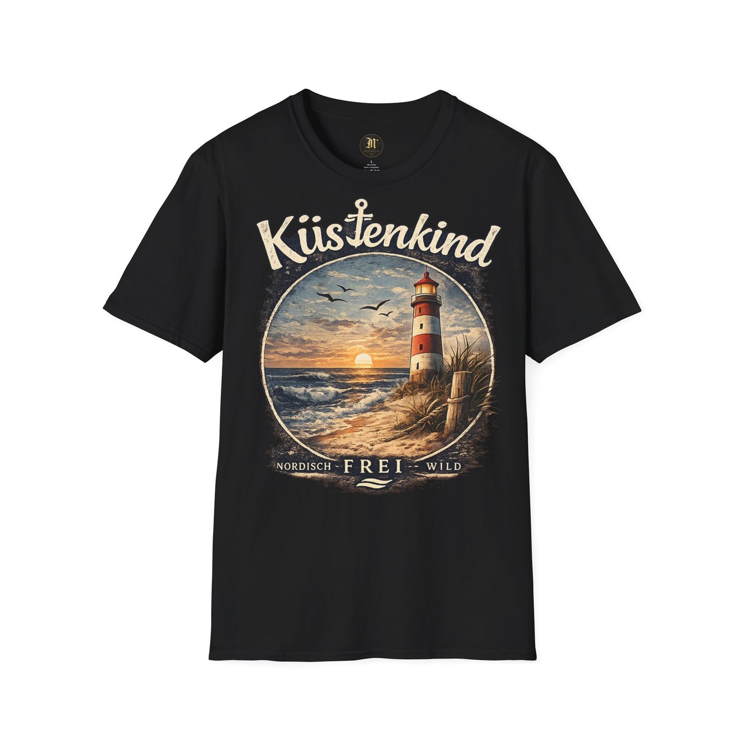 Küstenkind Shirt – Nordisch. Frei. Wild. – Vintage Leuchtturm T-Shirt für Nordsee & Ostsee Fans