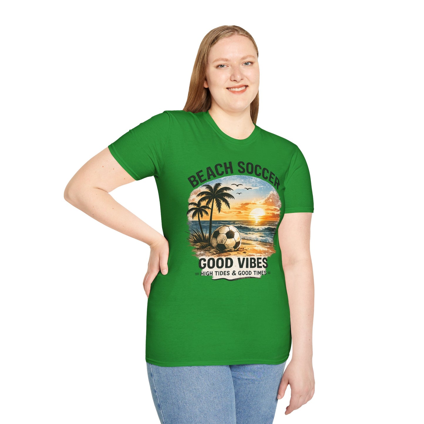 Beach Soccer – Good Vibes T-Shirt | Strandfußball & Sommer Feeling | High Tides & Good Times