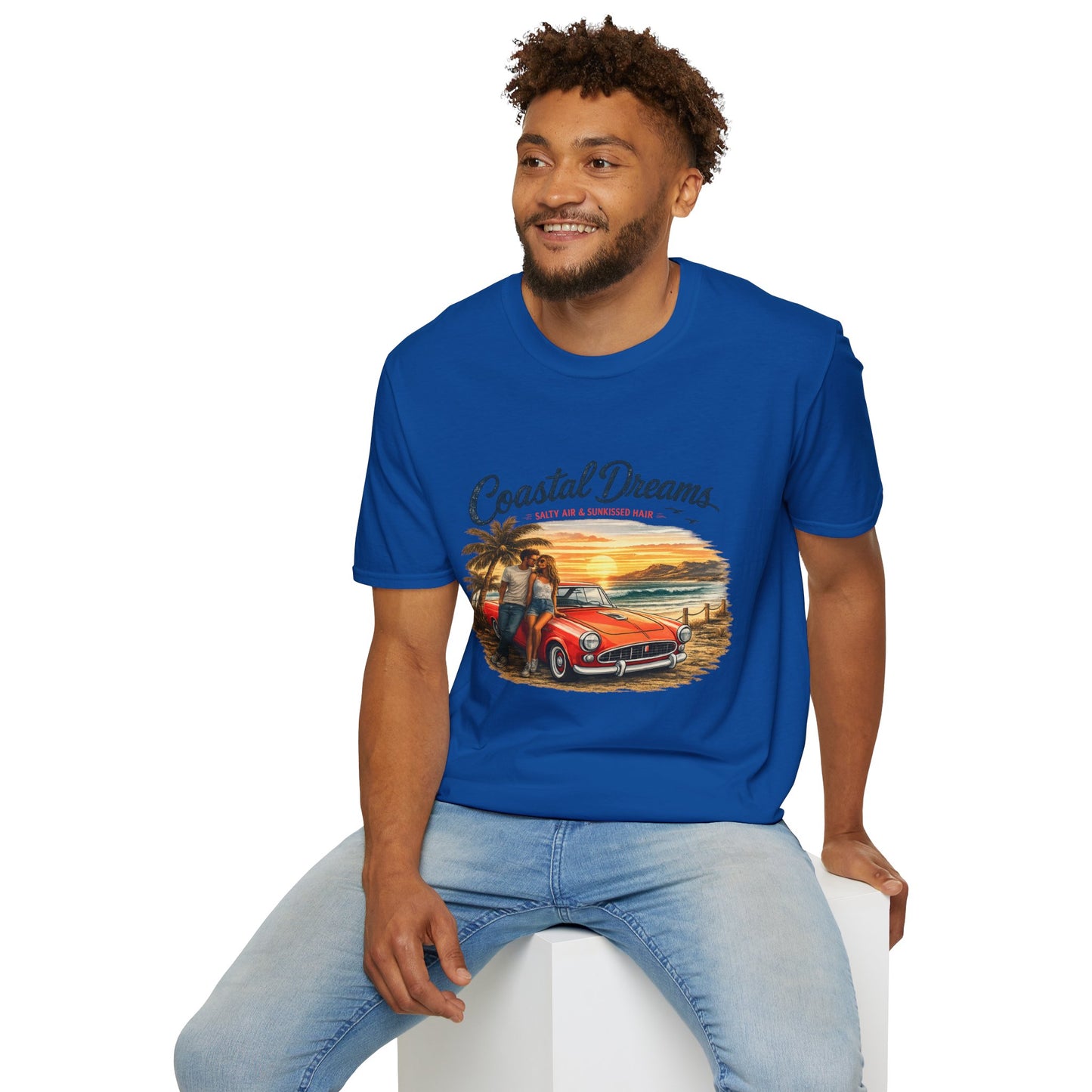 Coastal Dreams T-Shirt – Salty Air & Sunkissed Hair | Vintage Strand Oldtimer Paar Design | Sommer Shirt