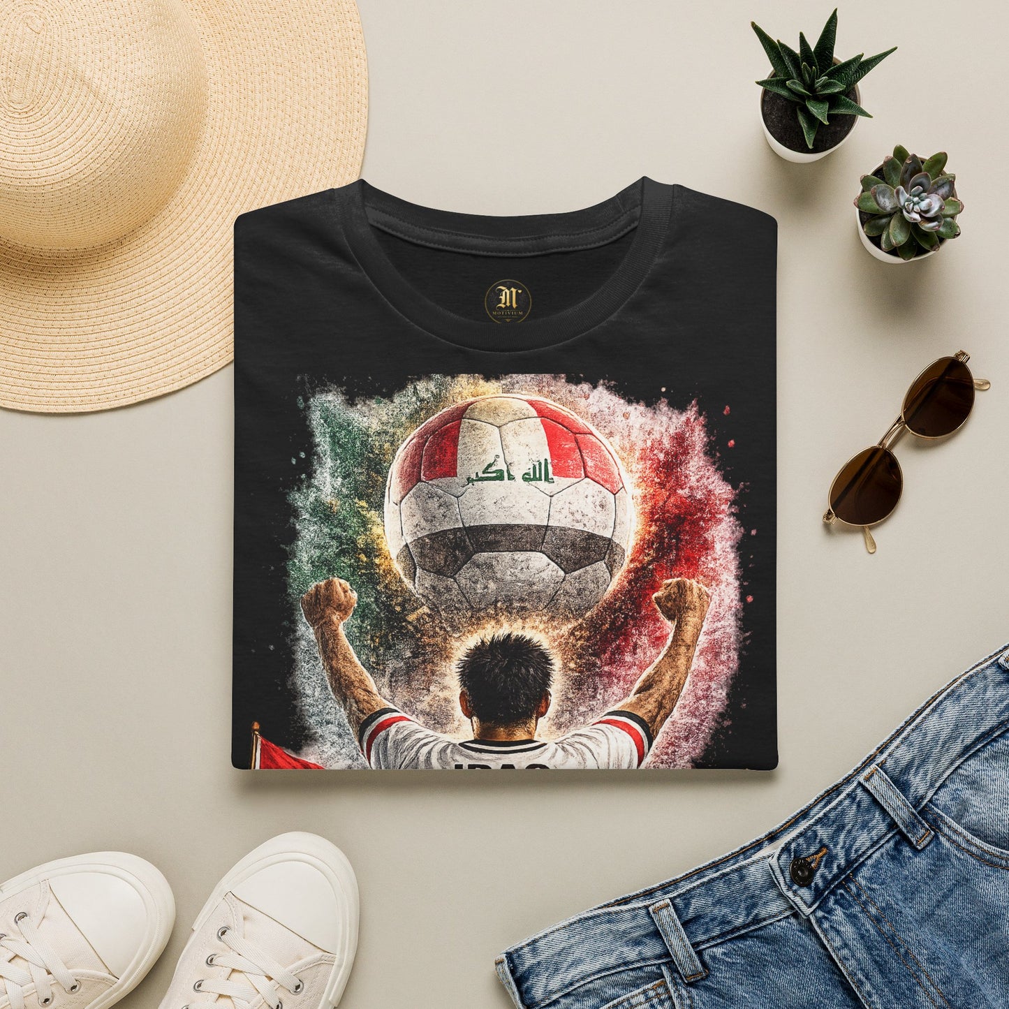 Irak Fußball Fan T-Shirt | Irak Supporter Shirt | Iraq Fan Design | Fußball Fanartikel | Geschenk für Irak Fans