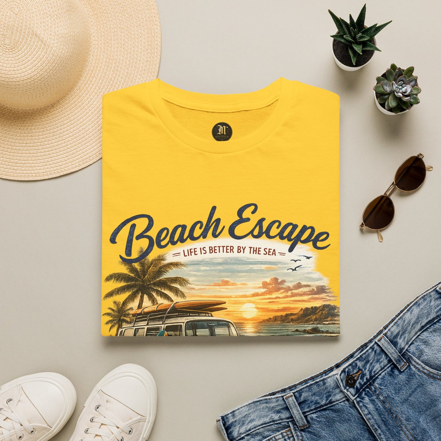 Beach Escape – Life Is Better By The Sea T-Shirt | Vintage Surf Van Beach Shirt | Summer Roadtrip Tee