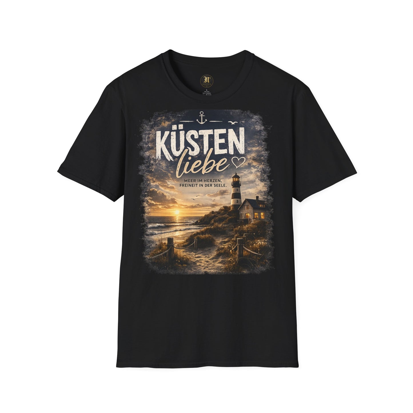 Küstenliebe Damen T-Shirt – Meer im Herzen, Freiheit in der Seele | Leuchtturm Strandshirt