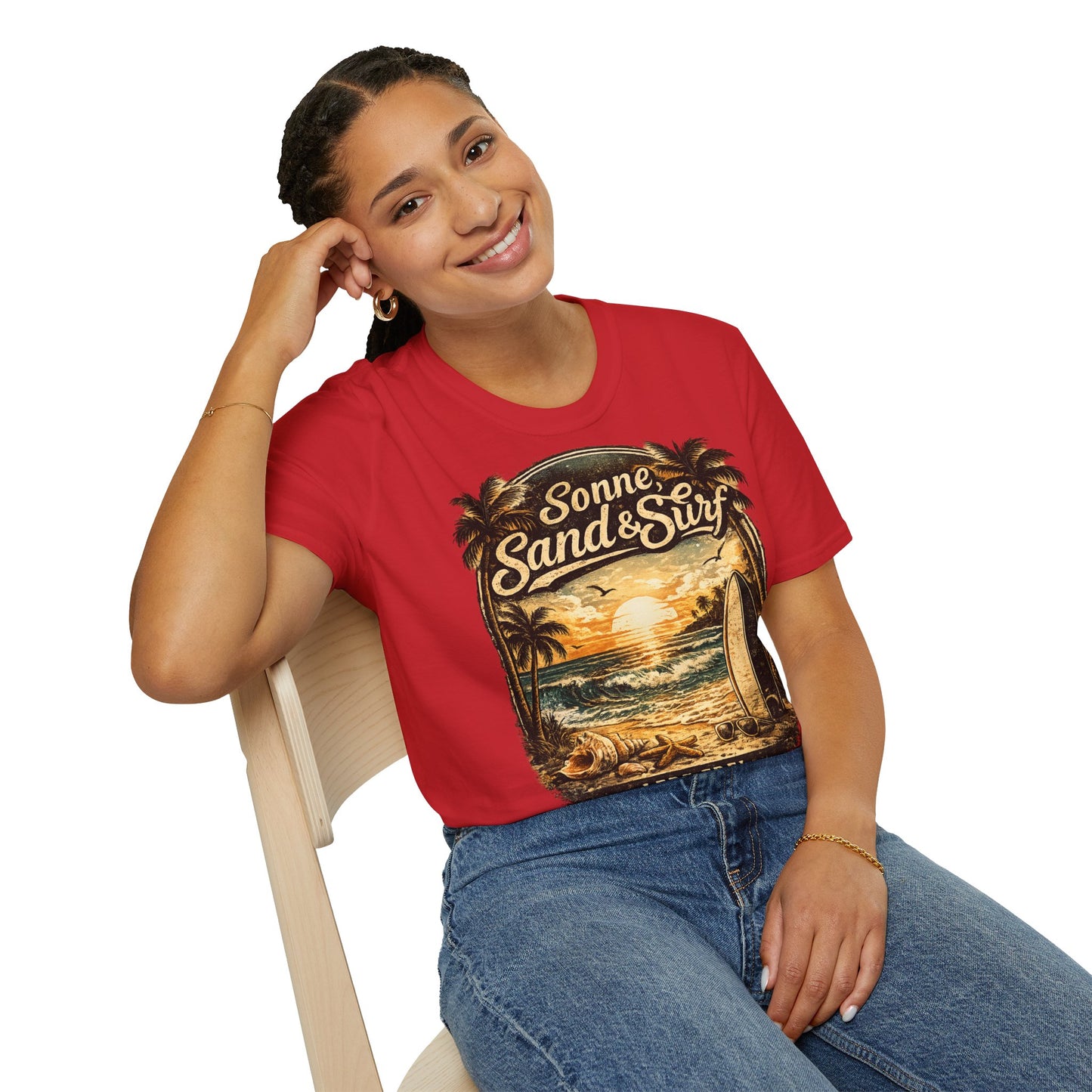🌴 Sonne, Sand & Surf T-Shirt – Lebe Frei | Vintage Beach Lifestyle Design