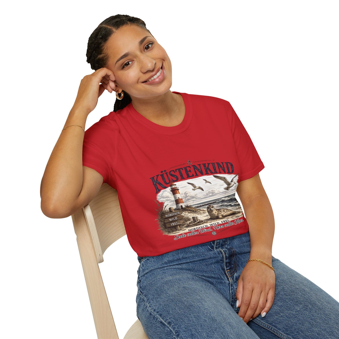 🌊 Küstenkind – Nordisch. Wild. Frei. | Vintage Nordsee T-Shirt mit Robbe & Leuchtturm