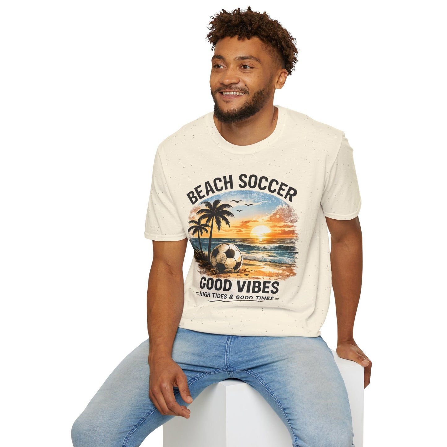 Beach Soccer – Good Vibes T-Shirt | Strandfußball & Sommer Feeling | High Tides & Good Times