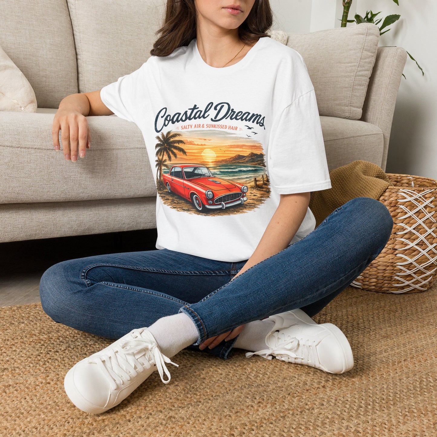 Coastal Dreams T-Shirt – Salzige Luft & Sonnengeküsstes Haar | Vintage Oldtimer Strand Motiv