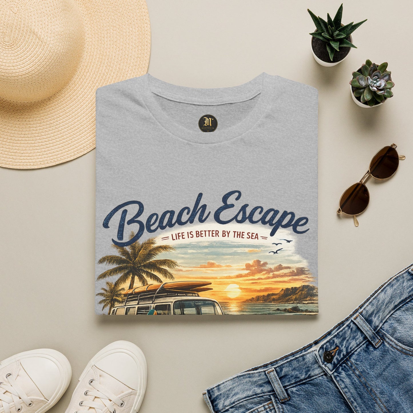 Beach Escape – Life Is Better By The Sea T-Shirt | Vintage Surf Van Beach Shirt | Summer Roadtrip Tee