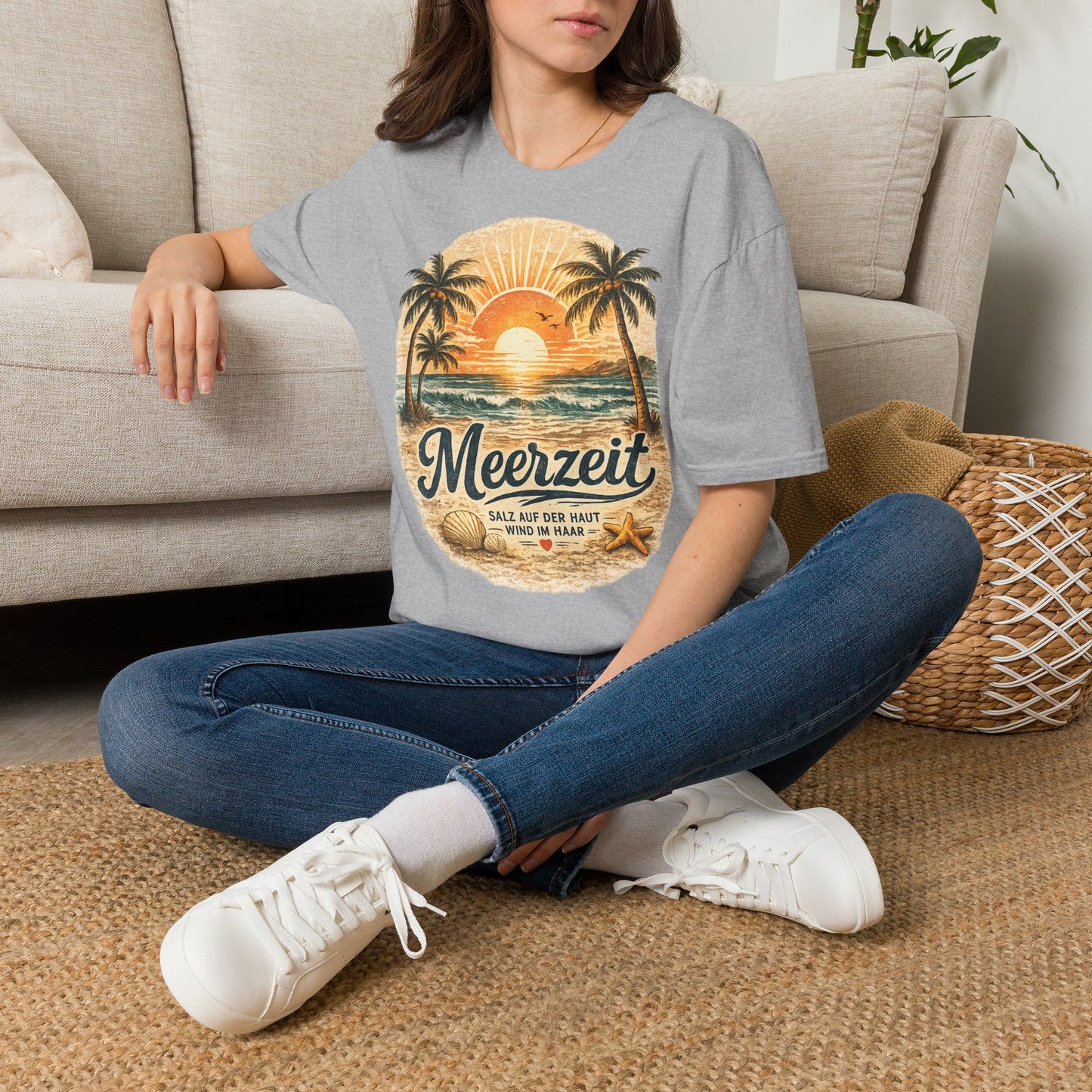 Meerzeit T-Shirt – Salz auf der Haut, Wind im Haar | Vintage Strand Shirt | Sommer Urlaub Meer Geschenk